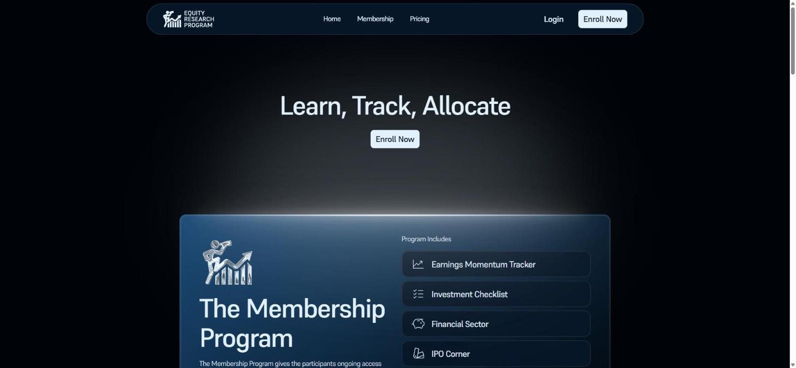 Equity Research Program website screenshot